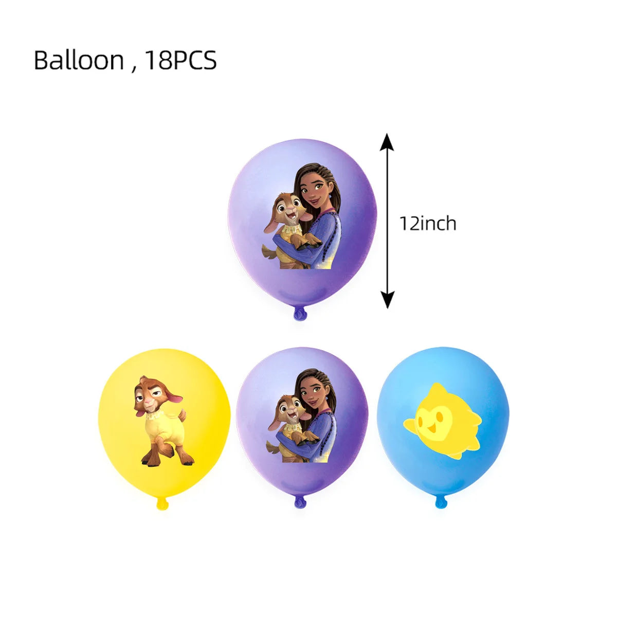 Cartoon Wish Birthday Party Decorations Asha Goat Balloons Disposable Tableware Plate Straw Napkin Princess Baby Shower Supplies