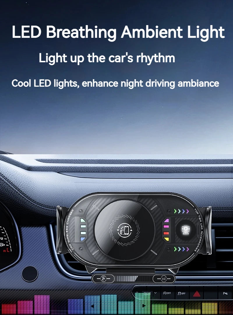 15W Universal Car Phone Wireless Charger Holder 90° Rotation Mount for Samsung Galaxy Fold 6 5 4 3 Z Flip S25 S24 Iphone 17 16