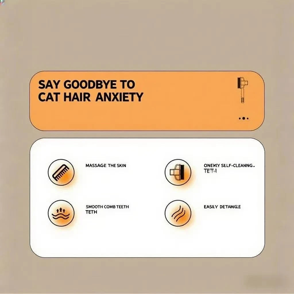 Pet One Button Self Cleaning Pet Grooming Gloves Brush Comb Hair Remover and Massage Tool for Cats and Dogs Easy Grooming