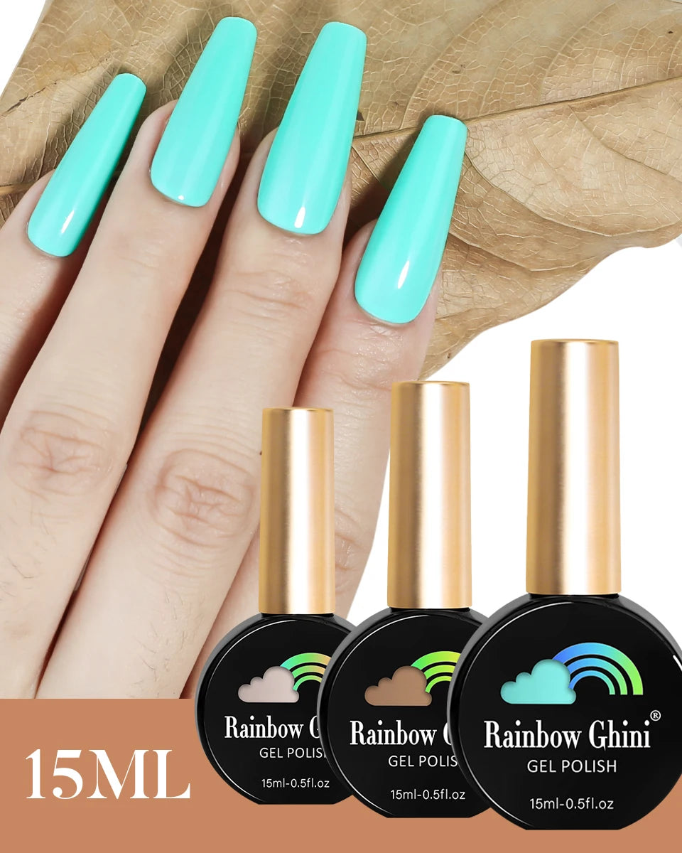 RG HEMA TPO FREE Neon Glitter Gel Nail Polish 15ml Nail Art Manicure Semi Permanent Gel Hybrid Varnishes Top Base Coat UV Nail