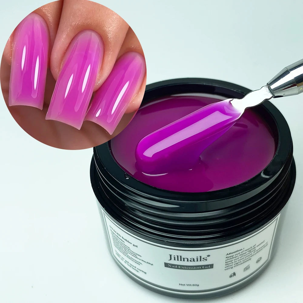 Jillnails Dusty Pink Nude Gel Nail Builder 50G Burgundy Shimmer Builder UV Gel for Nails Extension