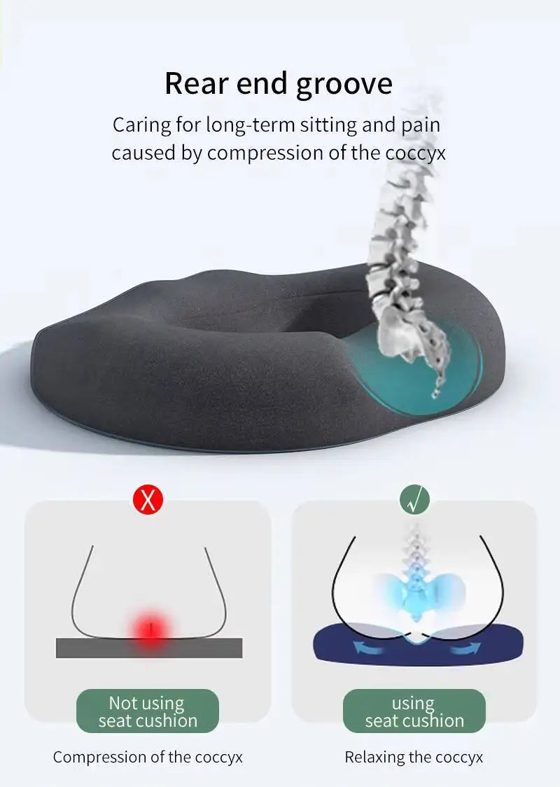 Breathable Comfortable Office Chair Memory Foam Seat Non Slip Orthopedic Prostate Cushion for Tailbone Sciaticaback Pain Relief