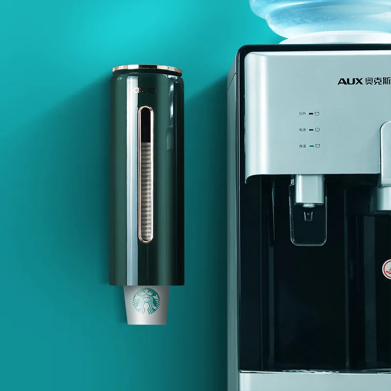 1PCS Plastic Automatic Cup Dispenser Wall-Mounted for Water Machine Kitchen Cabinet Storage Organizer with Paper Cup Holder