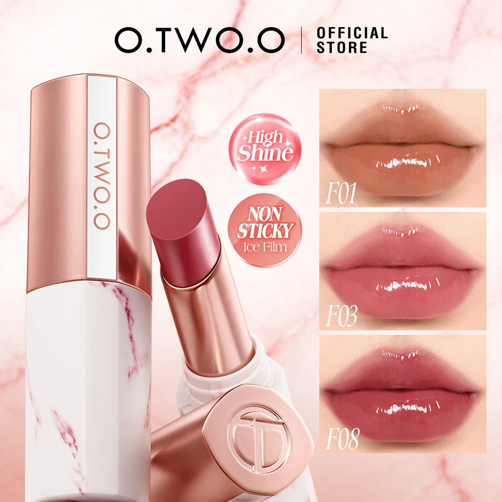O.TWO.O Glossy Lipstick Lip Tint Mirror Ice-film 24h Moisturize Nourish Smooth Non-Sticky 3D Glossy Lip Glaze Lipstick Makeup