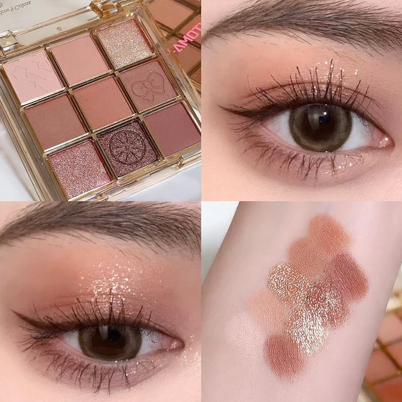 Eyeshadow Palette with Pearlescent & Matte Finishes - 9 Colors Eyeshadow Palette Long-Lasting Makeup Palette,Versatile Makeup