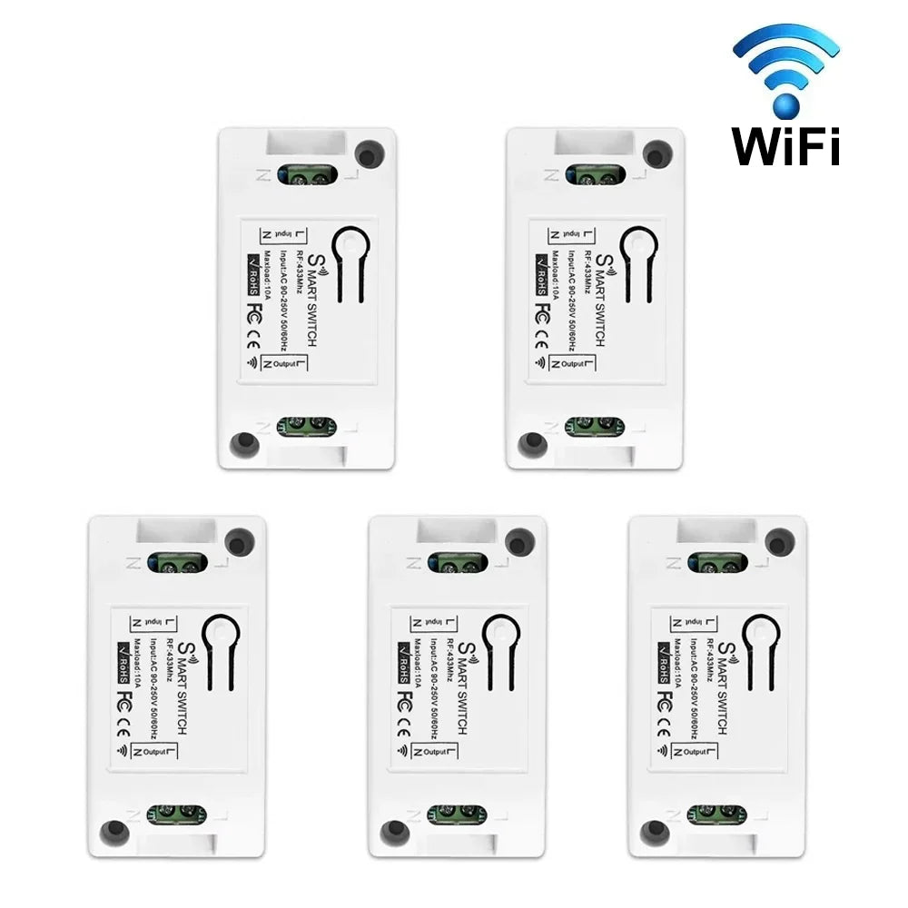 Tuya WiFi Smart Switch RF 433MHz MiNi Wireless Smart Home Receiver Relay Remote Control 110V 220V Work With Alexa Smart Life