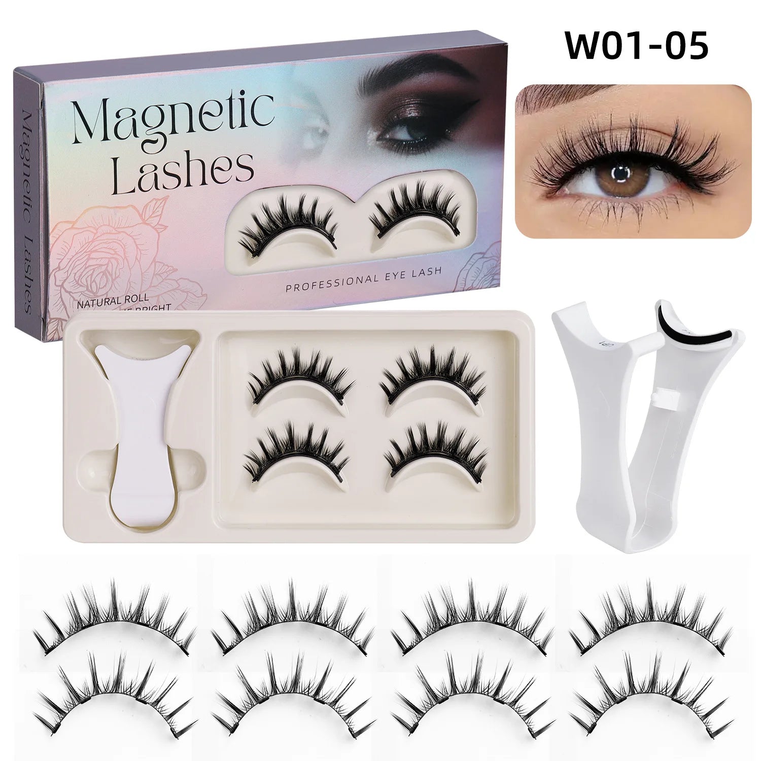 Hot 2 Pair Magnetic Eyelashes Handmade Fluffy Faux Mink Lashes Reusable Natural False Eyelashes and Magnetic Tweezers Set Makeup
