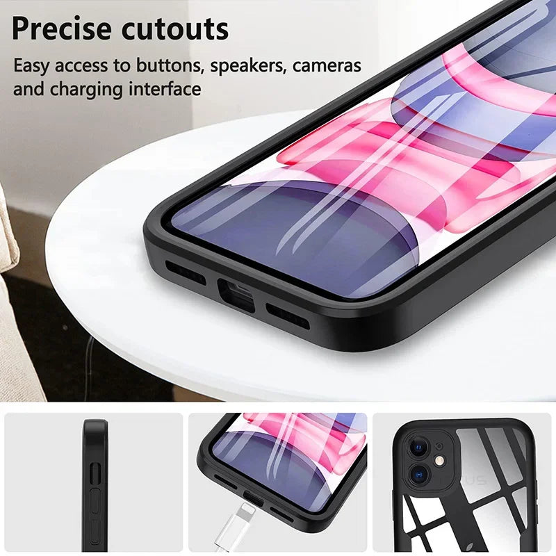 360 Full Body Protection Case For iPhone 15 14 13 12 11 Pro Max Front Screen Shockproof Cover iPhone X XR SE 2020 case