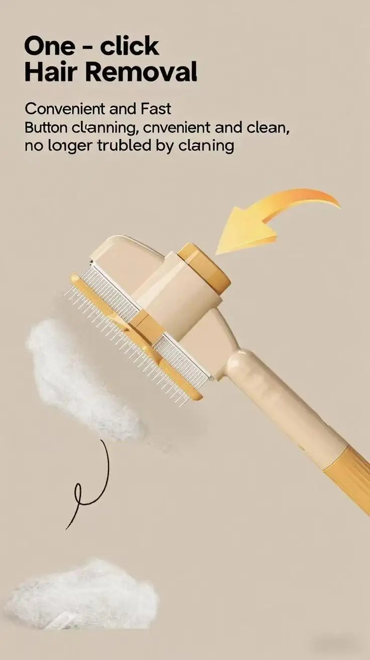 Pet One Button Self Cleaning Pet Grooming Gloves Brush Comb Hair Remover and Massage Tool for Cats and Dogs Easy Grooming