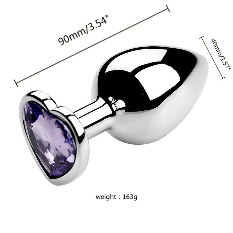 Anal Plug 3 Sizes Heart Metal Crystal Anal Plug for Women Removable Stainless Steel Butt Plug Men Stimulator Anal Sex Toys Dildo