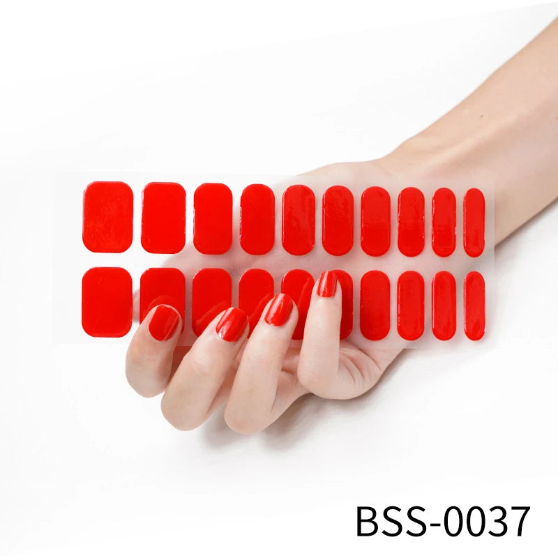 20/22tipsChristmas Semi Cured Nail Sticker UV Led Lamp Semi Cured Gel Design Nail Decals Waterproof Nail Stickers Nail Manicure