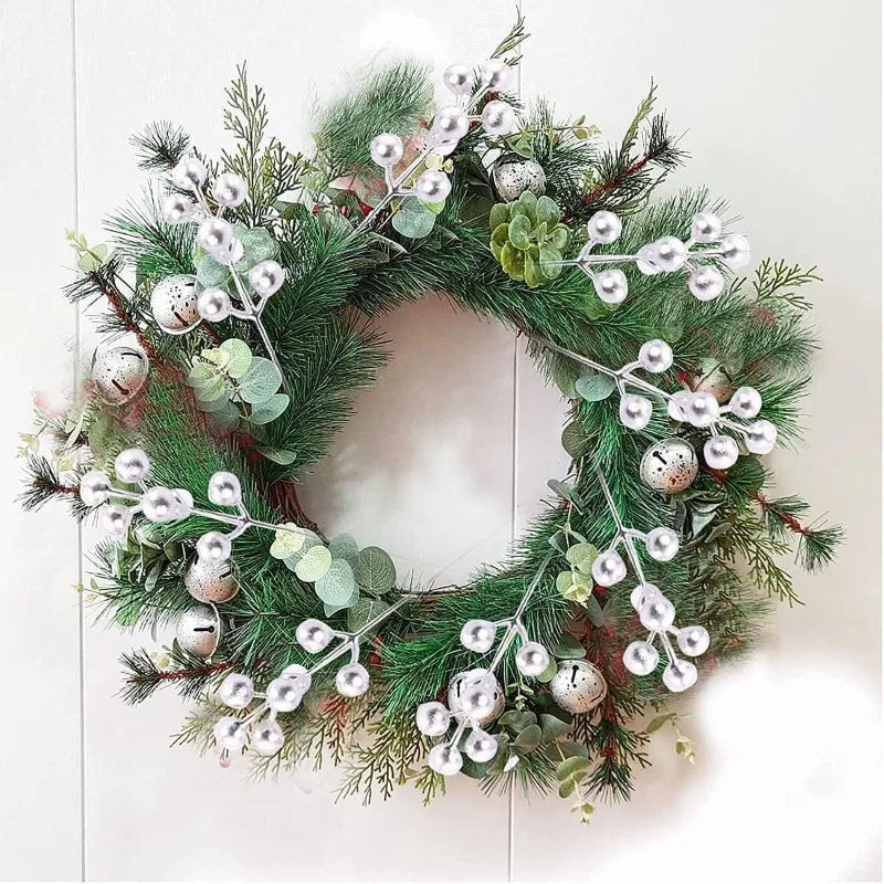 100/1pc Artificial Red Berry Stems Christmas Tree Holly Berries Branches DIY Xmas Wreath Table Ornaments New Year Party Decor