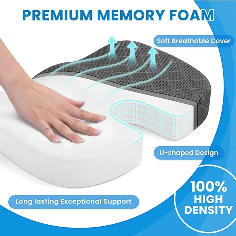 Office Cushions Car Seat Cushion Non-Slip Sciatica & Back Coccyx Tailbonepain Relief Chair Pad Memory Foam Butt Pillow