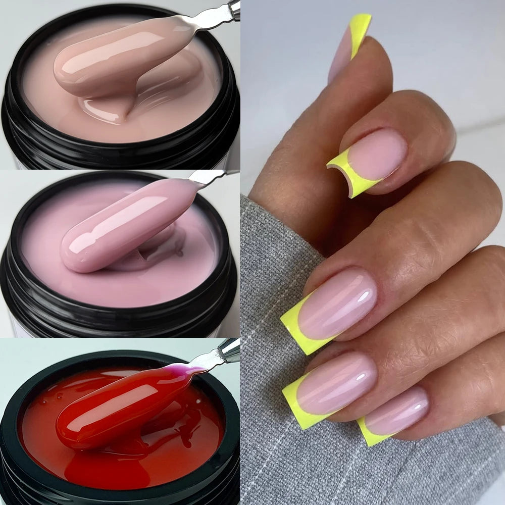 Jillnails Dusty Pink Nude Gel Nail Builder 50G Burgundy Shimmer Builder UV Gel for Nails Extension