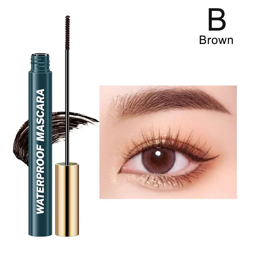 Black Waterproof Mascara - Lengthening Curling Sweatproof Smudge-Proof Eye Makeup Cosmetics Long-Lasting Volumizing for Women