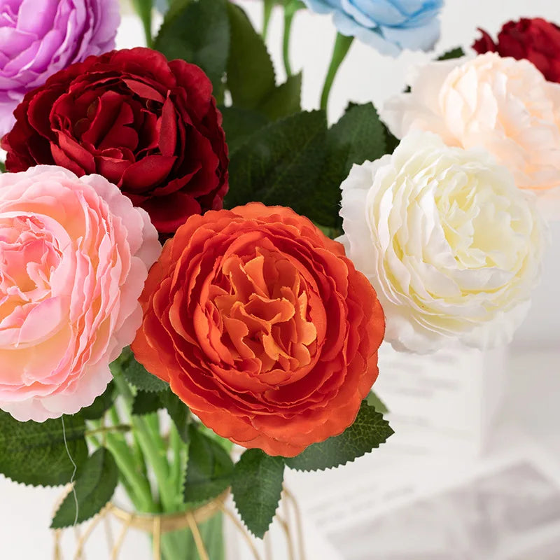 48cm Artificial Flowers Branches Rose Real Touch Peony Decor For Home Vase Wedding   Christmas Valentine's Gift Fake Flower