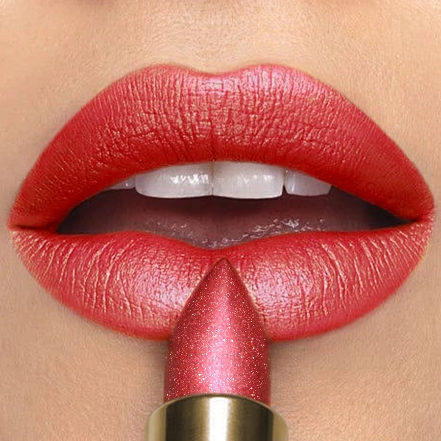 16 Colors 1PC Metallic Glitter Shiny Lipstick Lip Tint,Waterproof Lip Senior Matte Lip Makeup Gifts for Women Cosmetic Lip Glaze