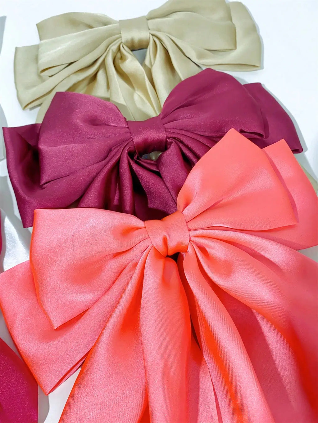 6 spring clip streamers bow hair clips for women