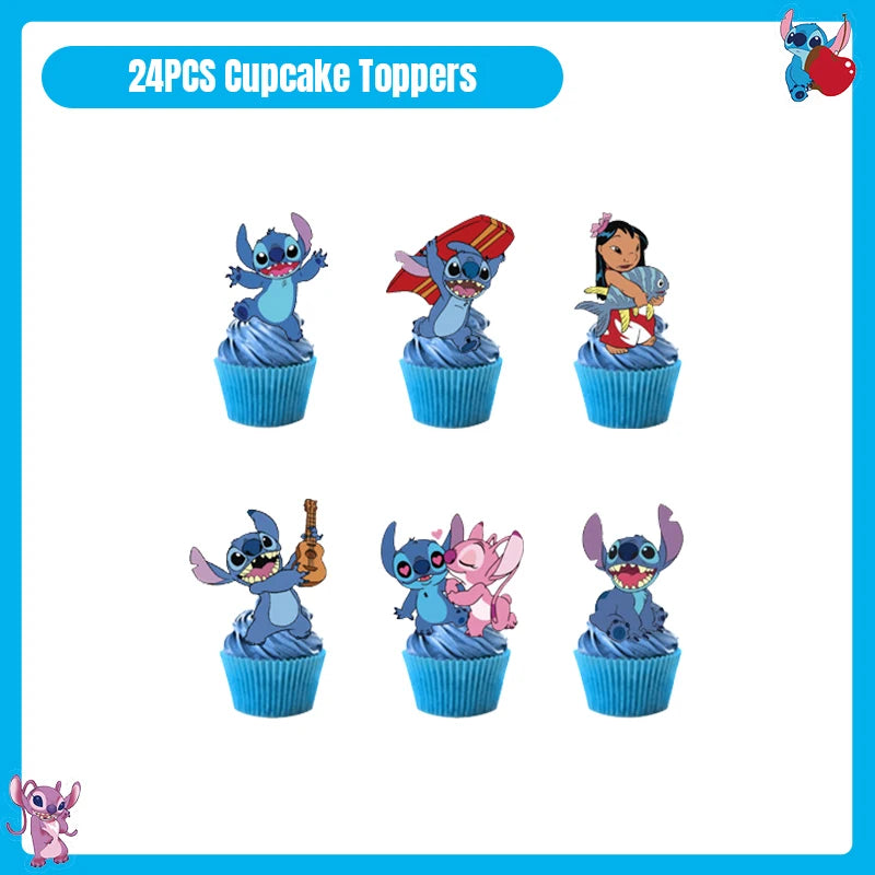 Disney Stitch Birthday Party Decoration Tableware Balloon Cup Plate Banner Backdrop Lilo And Stitch Theme Party Supplies Favors