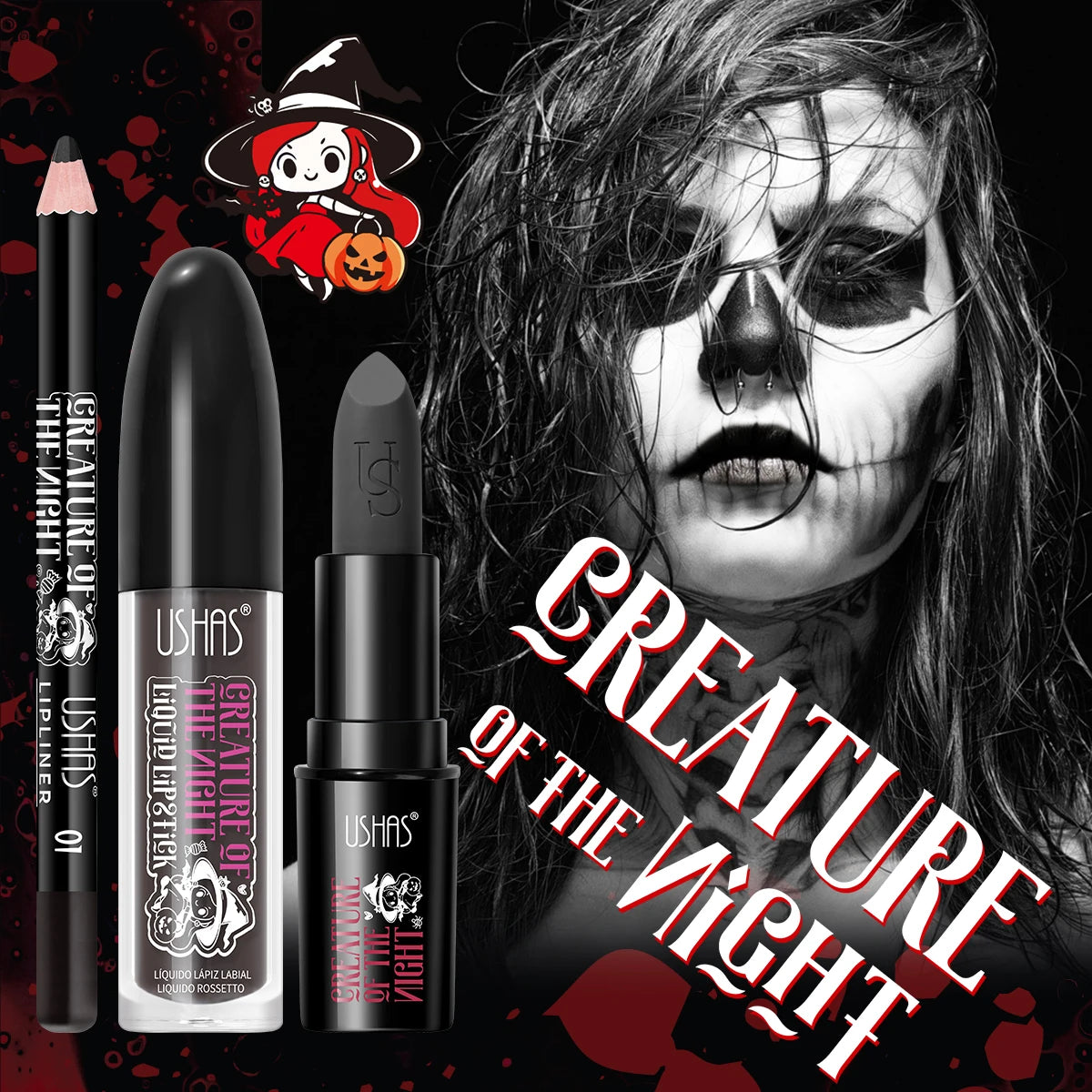 Velvet Matte Lipstick Long Lasting Set Waterproof Lip Gloss Non Transfer High Color Intensity Combo Makeup Liner Halloween