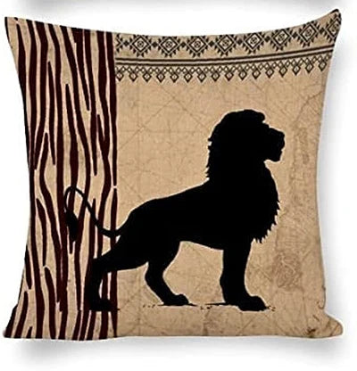African Animal Outdoor Decorative Pillowcase 40*40cm Zebra Print and Leopard Print Linen Square Pad Set for Living Room Sofa