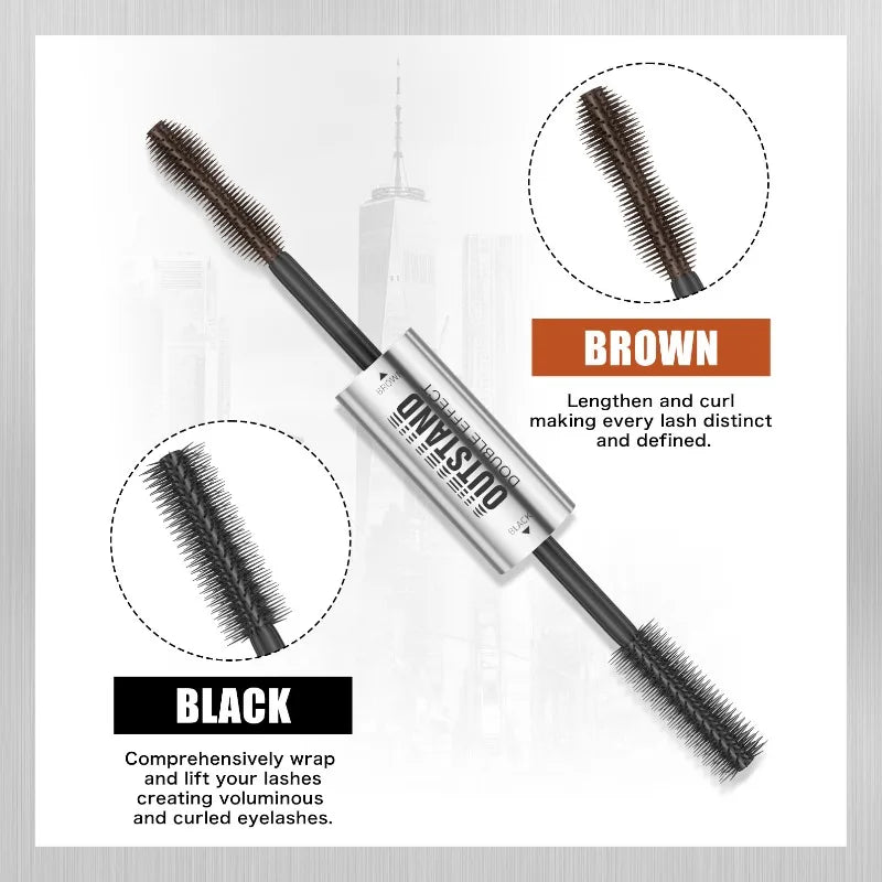 Dual-Ended Mascara - Black&Brown 2-in-1 Dual-Color Mascara Volumizing Curling Waterproof Long-Lasting Lash Cosmetic All-Day Wear