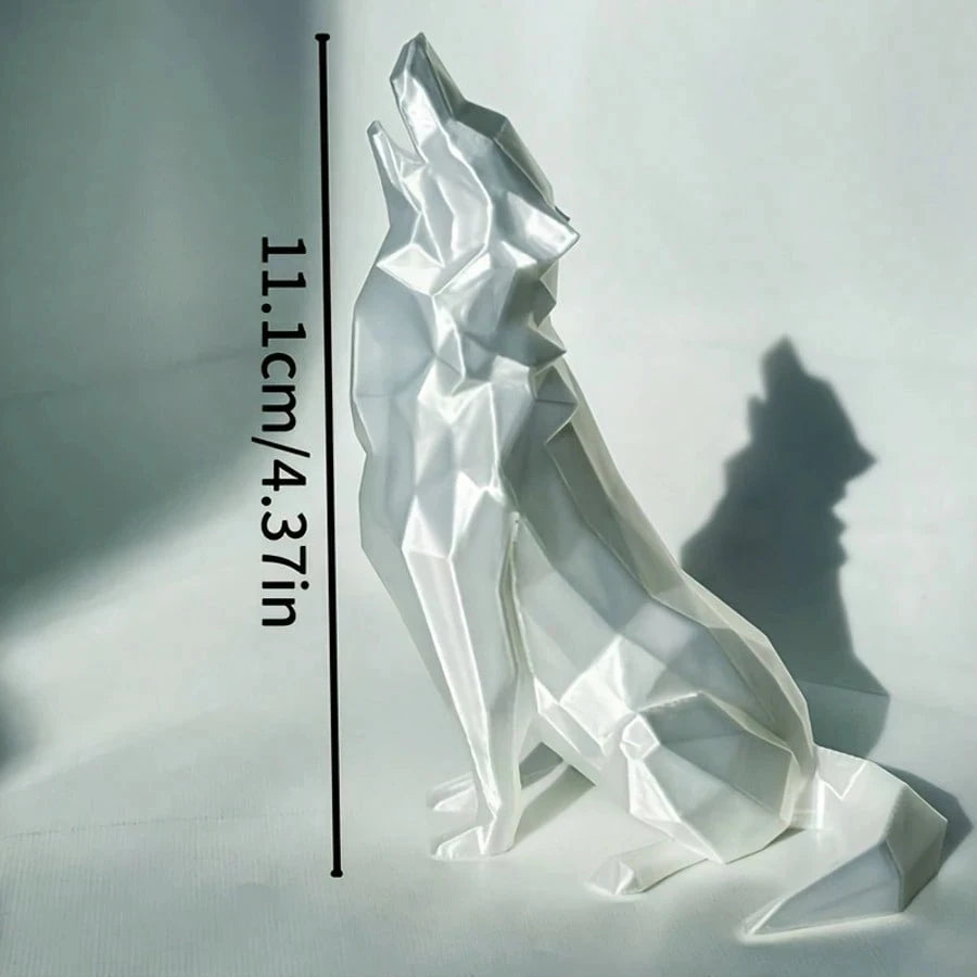 Modern Abstract Geometric Wolf Sculpture - 3D Printed Plastic Statue, For Home & Office Decor, Indoor & Outdoor Use
