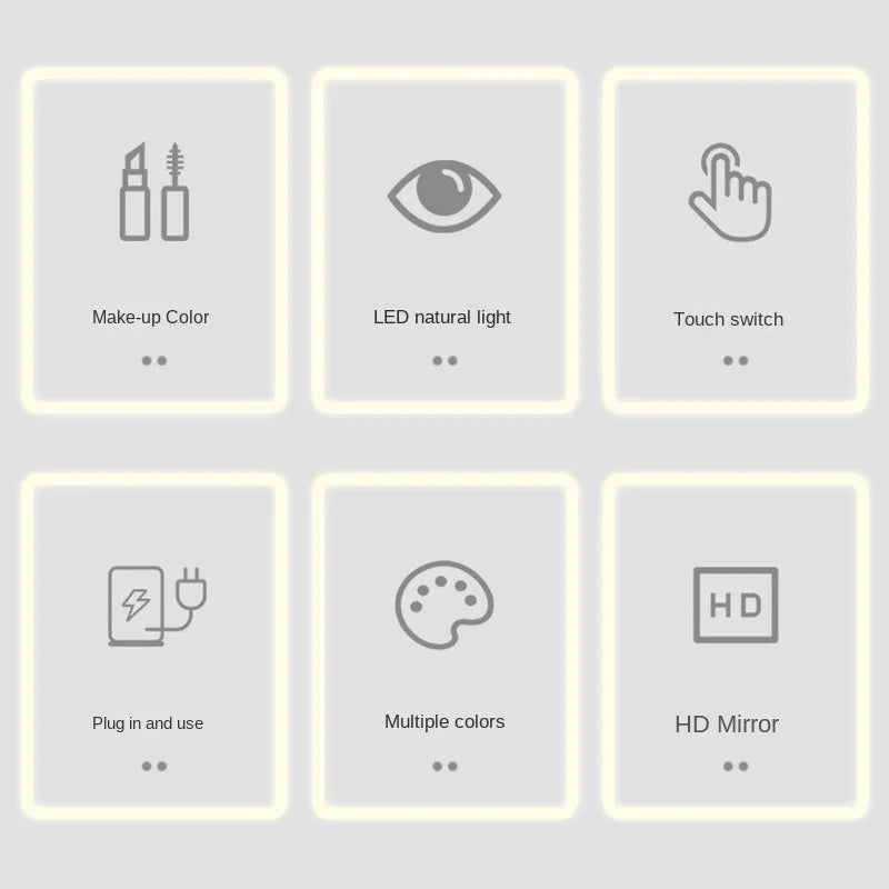 Desktop Smart LED Makeup Mirror with Light Home Bedroom Dressing Table Mirror Student Dormitory Desktop Dressing Mirror