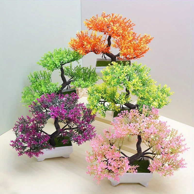 1pc Artificial Plants Bonsai Small Tree Simulation Pot Plants Fake Flowers Table Potted Ornaments Hotel Garden Home Decor Planta