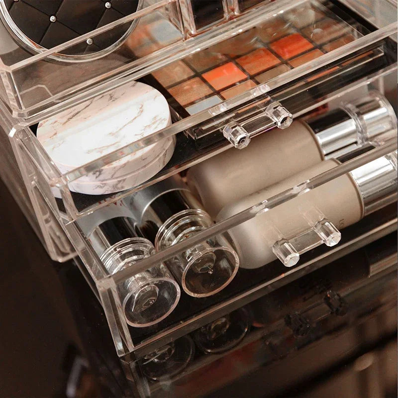 Acrylic Cosmetics Storage Case Four Drawer Type Transparent Cosmetics Box Large Size Manicure Makeup Organizer Display Case