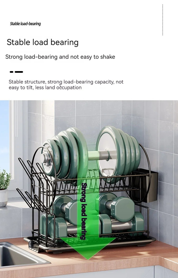 Kitchen Drain Rack Countertop Dish and Spoon Storage Organize  Multifunctional Cupboard Shelf Cup Holder Tableware Organization