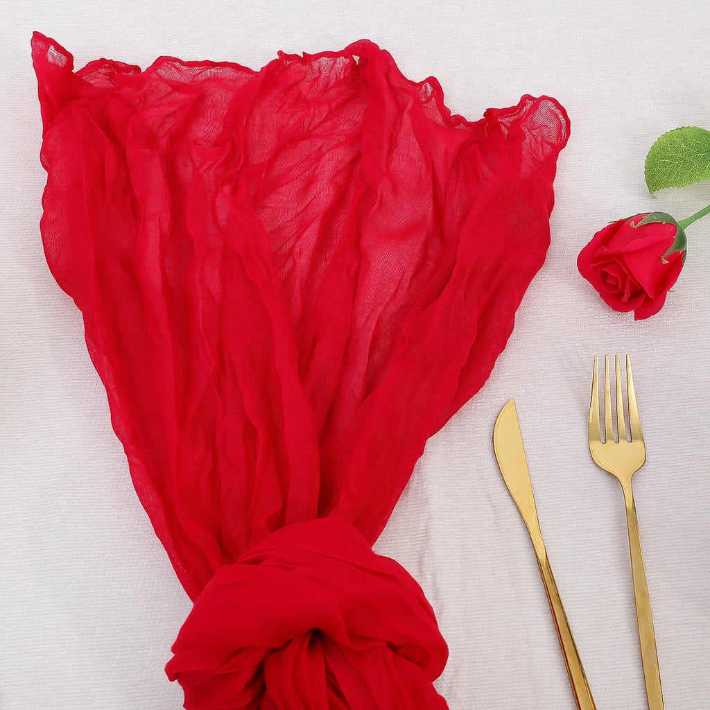 1.8/3/4M Christmas Red Table Runner Polyester Cheesecloth Valentine Long Decorations Wedding Party Banquets Bridal Baby Shower