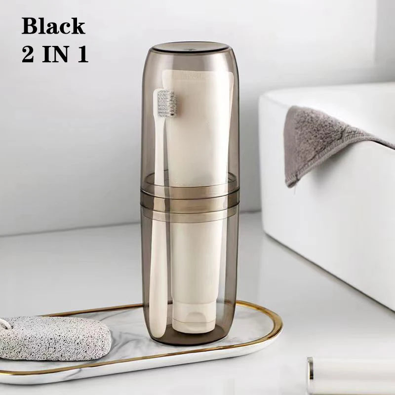 2/4 Cup Toothbrush Storage Box Portable Mouthwash Cup Toothpaste Storage Box Toiletry Travel Supplies Portable Toothbrush Cup