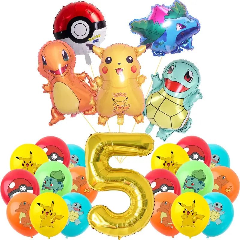 Pokemon Theme Birthday Party Decoration Supplies Cartoon Pokemon Go Tableware Cups Plates Pikachu Balloon For Baby Shower Favors