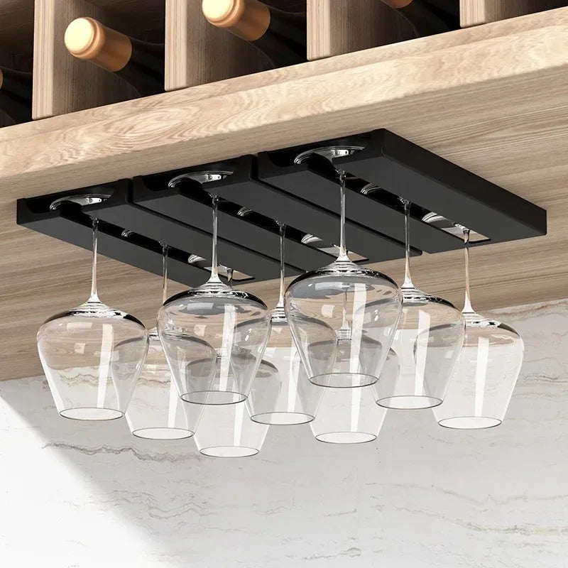 Kitchen Cabinet Free Punching Holder Wine Glass Rack Multi-Function Goblet Classification up Organizer Hanging Holder Shelf