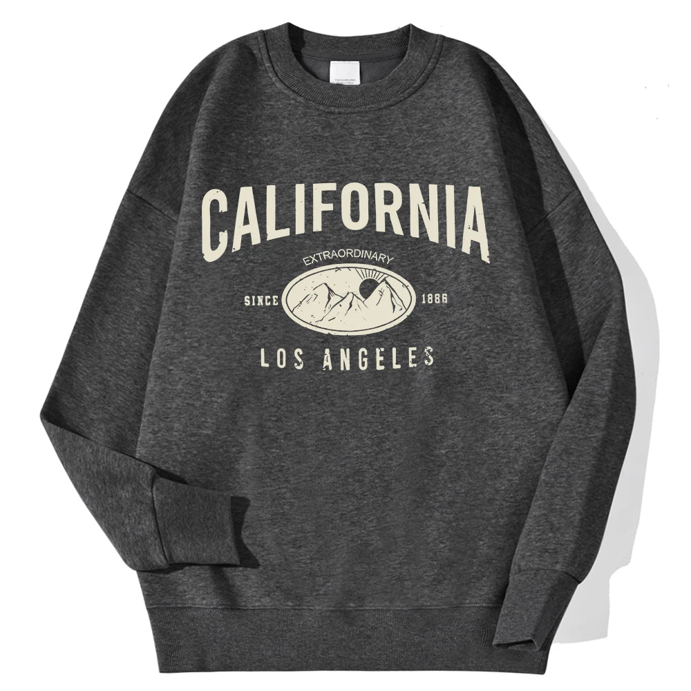 New York California Malibu Letter Sweatshirts Winter Women Casual Loose Hoodie Fleece Warm Crewneck Pullover Comfortable Clothes