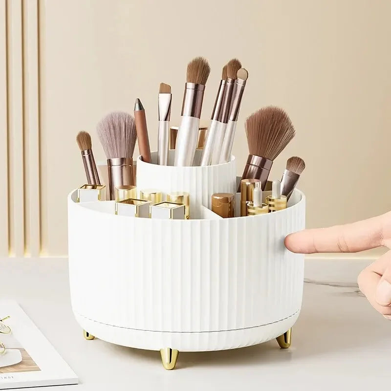 Rotating Makeup Brush Organizer 360 Degree Spinning Storage Box Cosmetic Brush Holder Desktop Organizer Pen Pencil Container