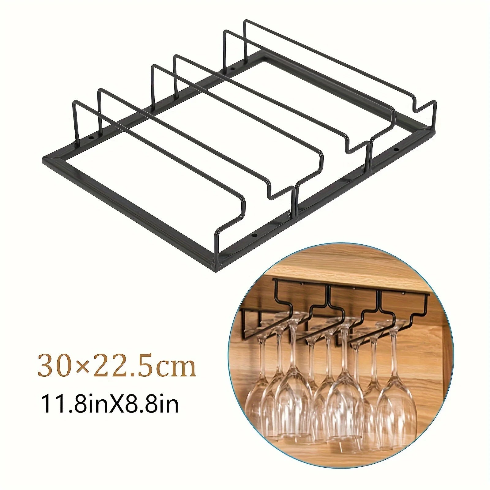 Stemware Rack Household Wall-mounted Wine Glasses Rack Under Cabinet Stemware Rack for Cabinet Kitchen Organizers Storage