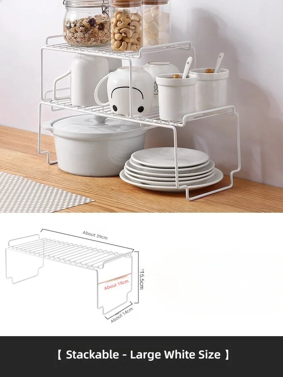 Kitchen Cabinet Storage Shelf Rack, Rustproof Metal Wire Shelf Spice Rack Cupboard Organizer Pantry Countertop Organization