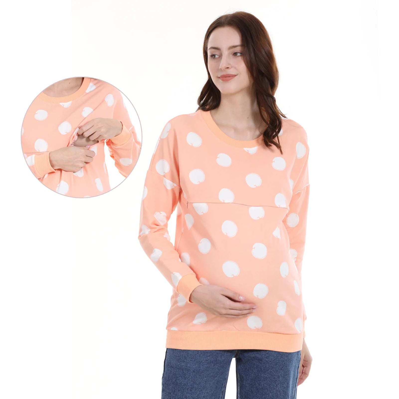 Big Size Autumn Winter Maternity Clothes Hoodies Cotton Long Sleeve Nursing Top Breastfeeding Clothes Sweater for Pregnant Women