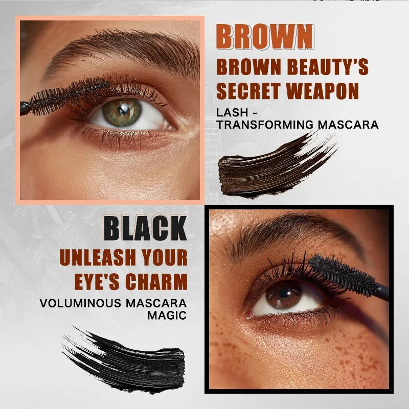 Dual-Ended Mascara - Black&Brown 2-in-1 Dual-Color Mascara Volumizing Curling Waterproof Long-Lasting Lash Cosmetic All-Day Wear