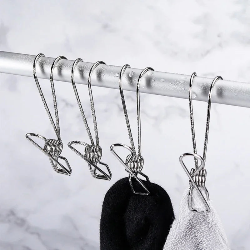 10/20pcs Stainless Steel Clothes Pegs Laundry Storage clip Hooks Photo Clip Bathroom Towel Clip Kitchen Organizer Holder Rack
