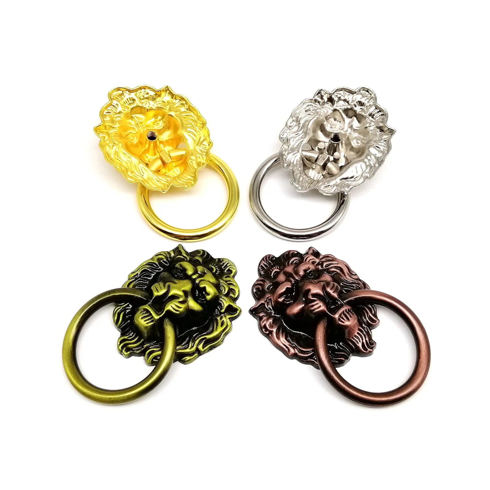 1/2/4/6X Vintage Retro Jewelry Chest Box Cabinet Cupboard Dresser Drawer Handle Pull Knob Ring Lion Head Shape 41x69mm 4 colors