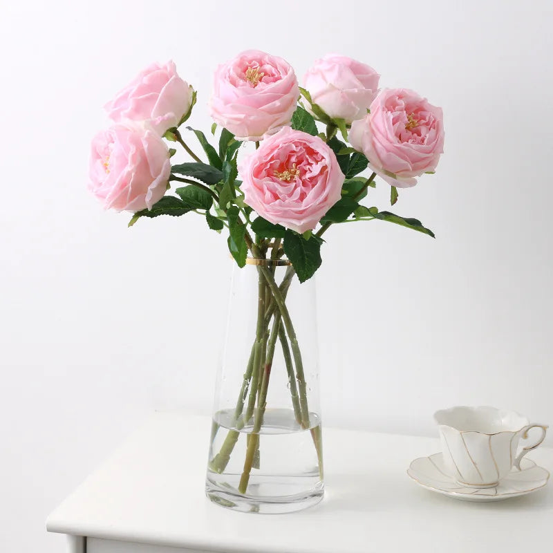 48cm Artificial Flowers Branches Rose Real Touch Peony Decor For Home Vase Wedding   Christmas Valentine's Gift Fake Flower