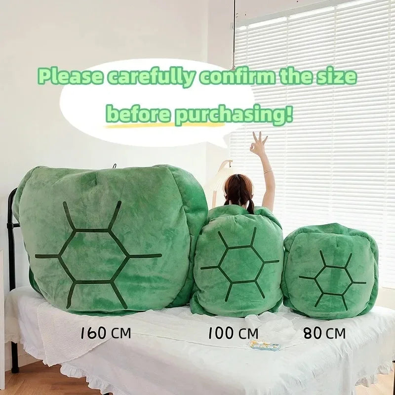 Wearable Turtle Shell Pillow Creative Soft Tortoise Back Pillow Plush Body Giant Cushion Adult Dress Up Gift Bedroom Decoration
