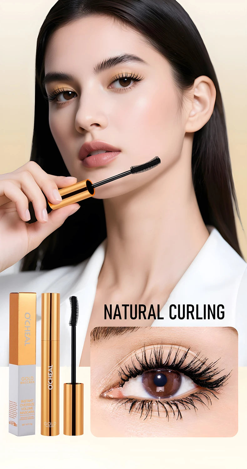 Lengthening Mascara Waterproof Gold Edition Smudge Free Curl Lock Technology All Day Wear Voluminous Lashes