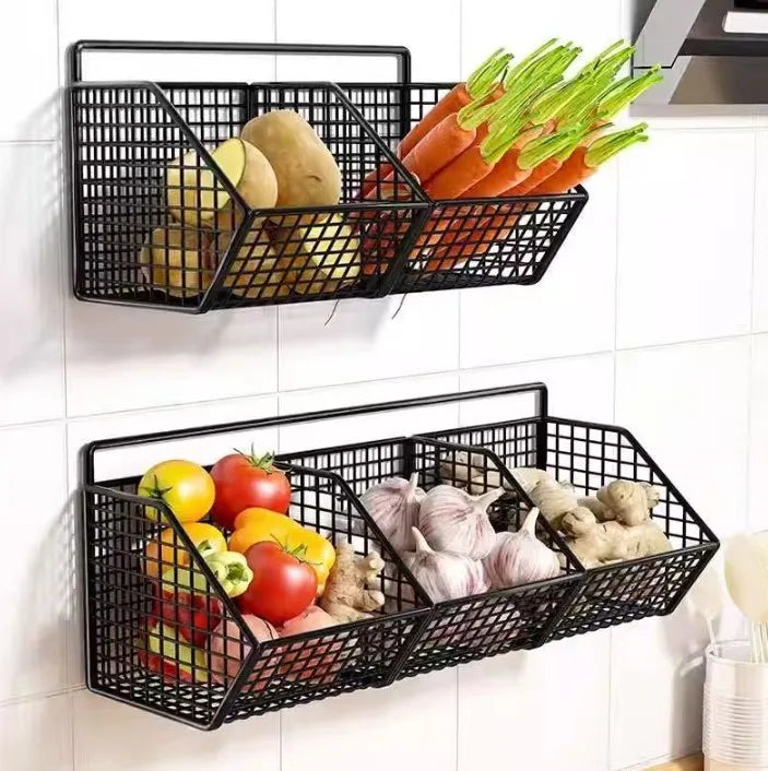 Kitchen Wall Hanging Storage Rack Multi-functional Onion Ginger Garlic Storage Rack Storage Box Basket Vegetable Basket