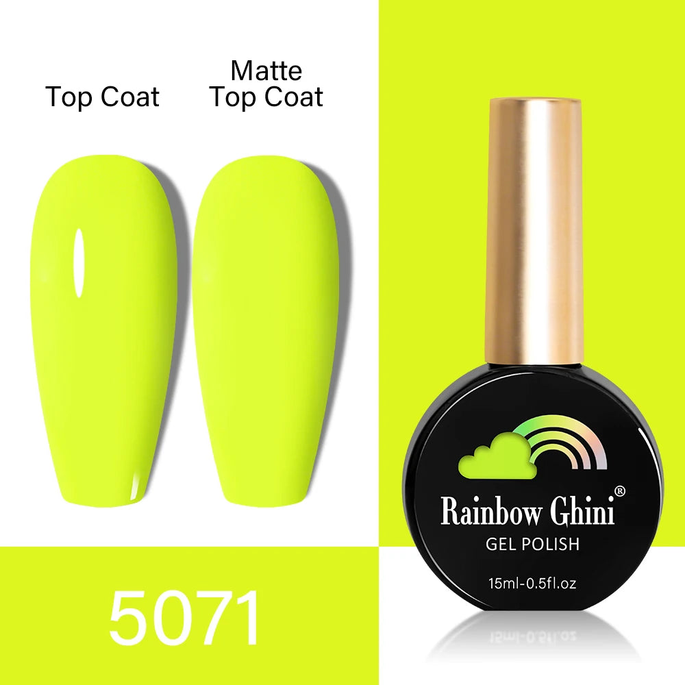 RG HEMA TPO FREE Neon Glitter Gel Nail Polish 15ml Nail Art Manicure Semi Permanent Gel Hybrid Varnishes Top Base Coat UV Nail