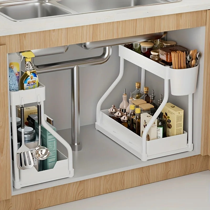 Multi-layer Pull-out Finishing Seasoning Household Kitchen Rack Bathroom Sink Layered Sundries Storage Rack