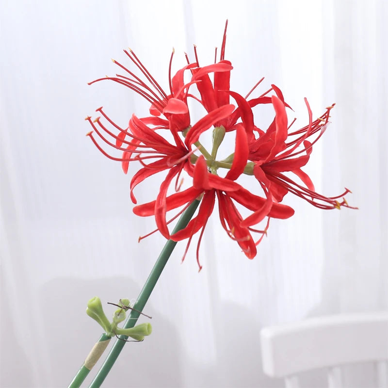 Kahaul 64cm Artificial Higanbana Flowers Branch Beautiful Fake Flower Christmas Wreath Home Festival Party Wedding Garden Decor